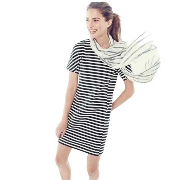 J. Crew black and white striped sheath dress - Picture 1 of 10